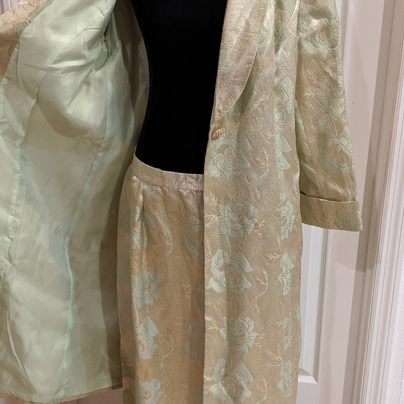 K B Stella Louise Roy Skirt Suit Green Gold 18W - Picture 4 of 8